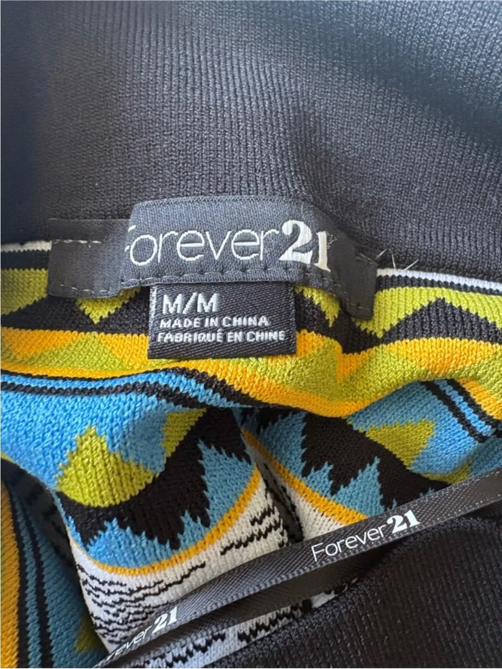 Forever 21 Black Mini Skirt with Multicolor Tribal Stripes - Picture 2 of 5